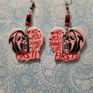 Scream earrings  no you hang up first death goth reaper 🖤